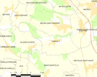 Poziția localității Carency