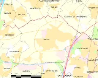 Poziția localității Carvin