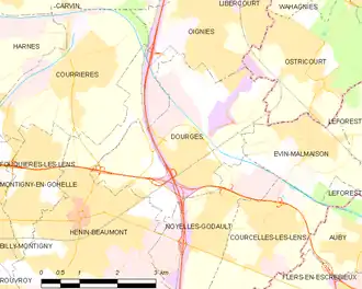 Poziția localității Dourges