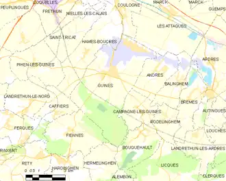 Poziția localității Guînes