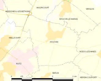 Poziția localității Houchin