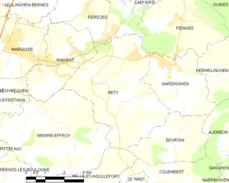 Poziția localității Rety