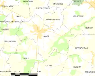 Poziția localității Samer