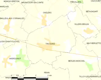 Poziția localității Tincques