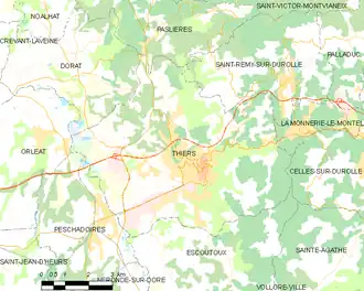 Poziția localității Thiers