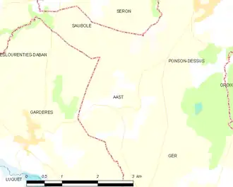 Poziția localității Aast
