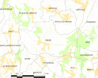 Poziția localității Theizé