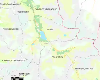 Poziția localității Tignes