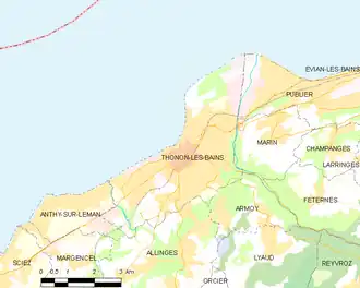 Poziția localității Thonon-les-Bains