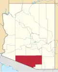 Harta statului Arizona indicând comitatul Pima