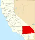 Harta statului California indicând comitatul San Bernardino