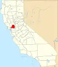 Harta statului California indicând comitatul Solano