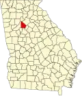 Harta statului Georgia indicând comitatul DeKalb