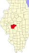 Harta statului Illinois indicând comitatul Sangamon