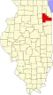Harta statului Illinois indicând comitatul Will