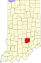 Harta statului Indiana indicând comitatul Bartholomew