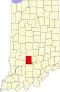 Harta statului Indiana indicând comitatul Monroe