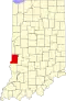 Harta statului Indiana indicând comitatul Vigo