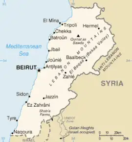Poziția localității Beirut