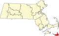 Harta statului (Commonwealth of) Massachusetts arătând comitatul Nantucket