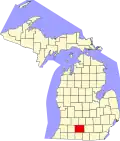 Harta statului Michigan indicând comitatul Calhoun