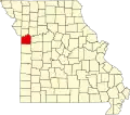 Harta statului Missouri indicând comitatul Jackson