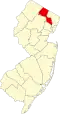 Hartă a statului New Jersey indicând comitatul Passaic