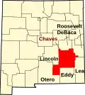 Harta statului New Mexico indicând comitatul Chaves