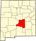 Harta statului New Mexico indicând comitatul Lincoln