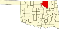 Harta statului Oklahoma indicând comitatul Osage