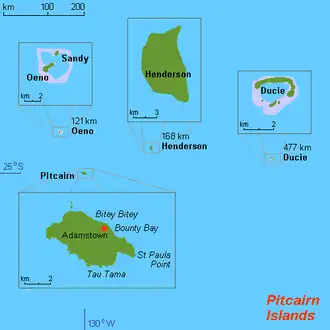 Poziția localității Adamstown