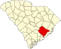Harta statului South Carolina indicând comitatul Berkeley