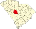 Harta statului South Carolina indicând comitatul Lexington