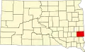 Harta statului South Dakota indicând comitatul Minnehaha
