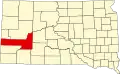 Harta statului South Dakota indicând comitatul Pennington
