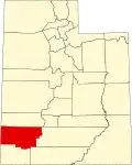 Harta statului Utah indicând comitatul Iron