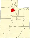 Harta statului Utah indicând comitatul Salt Lake