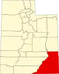Harta statului Utah indicând comitatul San Juan