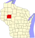 Harta statului Wisconsin indicând comitatul Chippewa