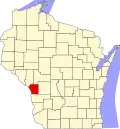 Harta statului Wisconsin indicând comitatul La Crosse