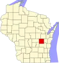 Harta statului Wisconsin indicând comitatul Winnebago