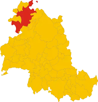 Poziția comunei în cadrul provinciei