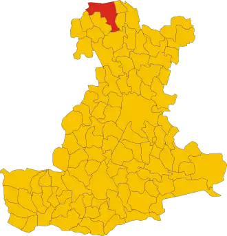 Poziția comunei în cadrul provinciei