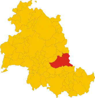 Poziția comunei în cadrul provinciei