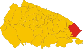 Poziția comunei în cadrul provinciei