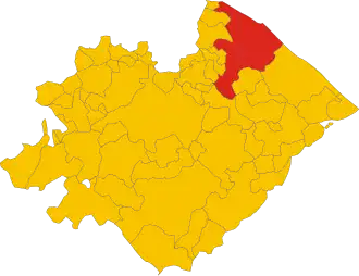 Poziția comunei în cadrul provinciei