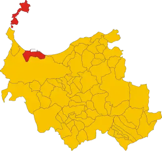 Poziția comunei în cadrul provinciei