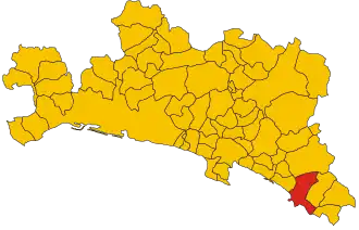 Poziția comunei în cadrul provinciei
