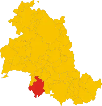 Poziția comunei în cadrul provinciei