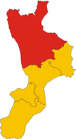 Poziția provinciei în Calabria